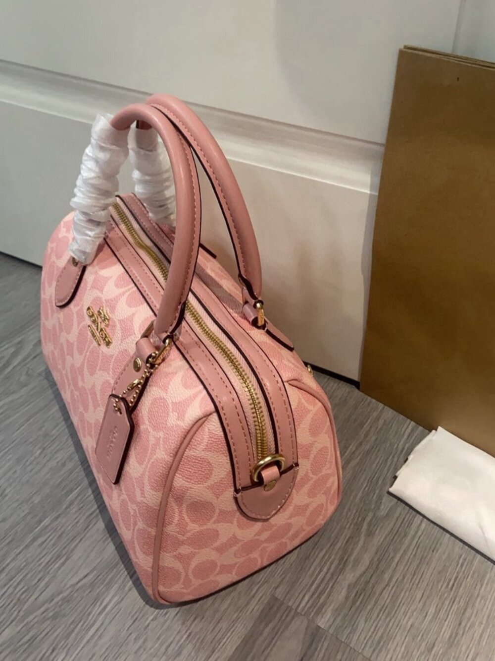 NWT Coach Rowan Satchel Bag In Signature Canvas Powder/Pink - Picture 6 of 9